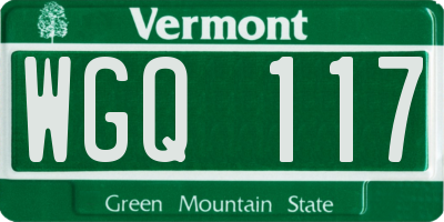 VT license plate WGQ117