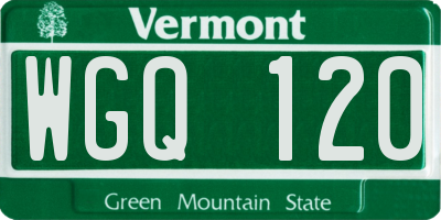 VT license plate WGQ120