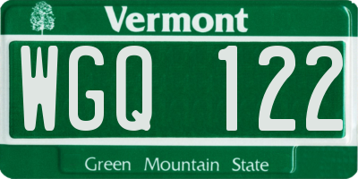 VT license plate WGQ122