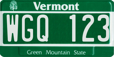 VT license plate WGQ123