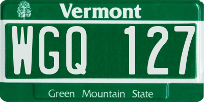VT license plate WGQ127