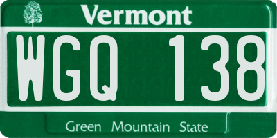 VT license plate WGQ138