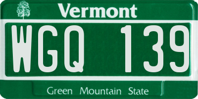 VT license plate WGQ139