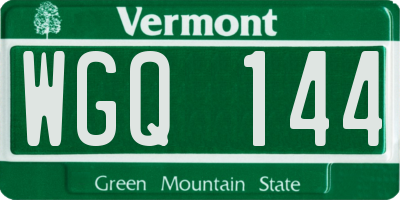 VT license plate WGQ144