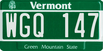 VT license plate WGQ147