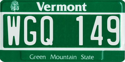 VT license plate WGQ149