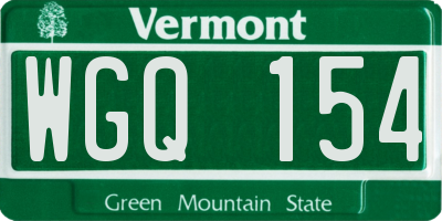 VT license plate WGQ154
