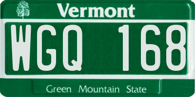 VT license plate WGQ168