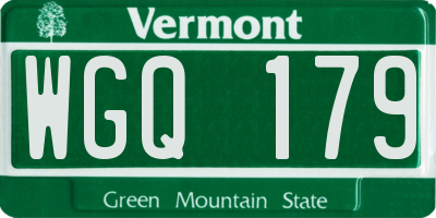 VT license plate WGQ179