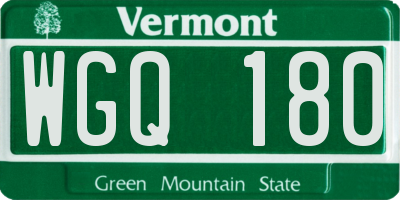 VT license plate WGQ180