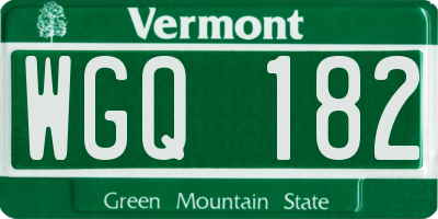 VT license plate WGQ182