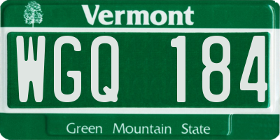 VT license plate WGQ184