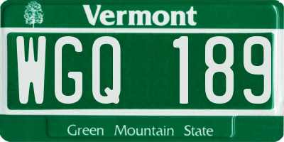 VT license plate WGQ189