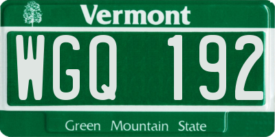 VT license plate WGQ192