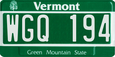 VT license plate WGQ194