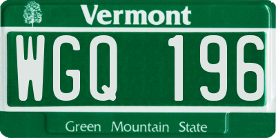 VT license plate WGQ196