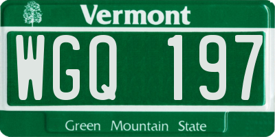 VT license plate WGQ197