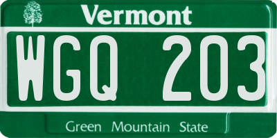VT license plate WGQ203