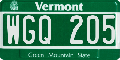 VT license plate WGQ205