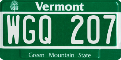 VT license plate WGQ207