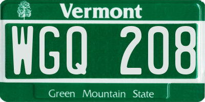 VT license plate WGQ208