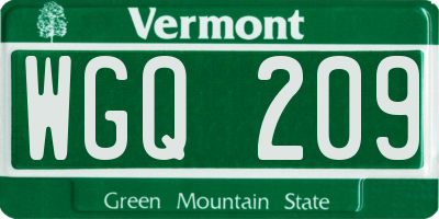 VT license plate WGQ209