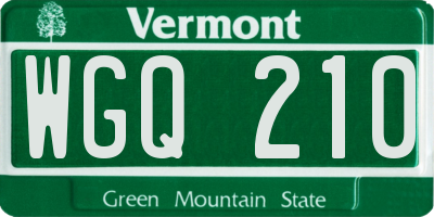 VT license plate WGQ210