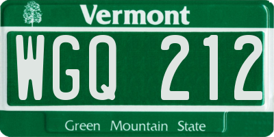 VT license plate WGQ212