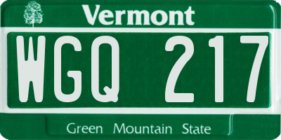 VT license plate WGQ217