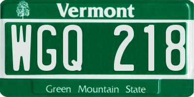 VT license plate WGQ218