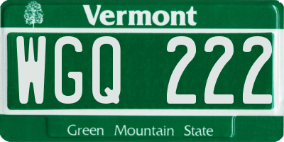VT license plate WGQ222