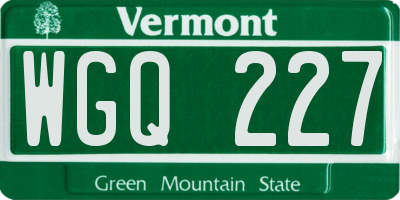 VT license plate WGQ227