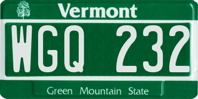 VT license plate WGQ232