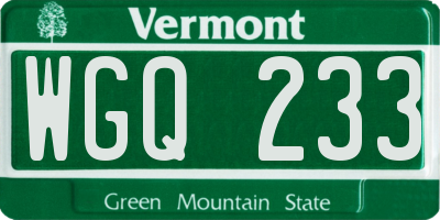 VT license plate WGQ233