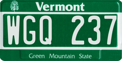 VT license plate WGQ237