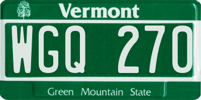 VT license plate WGQ270
