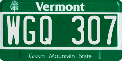 VT license plate WGQ307