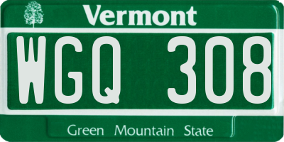 VT license plate WGQ308