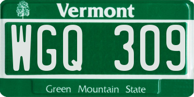 VT license plate WGQ309