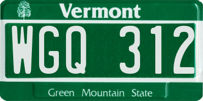 VT license plate WGQ312