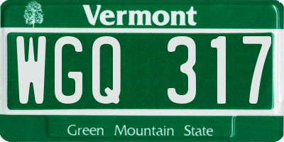 VT license plate WGQ317