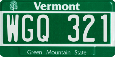 VT license plate WGQ321