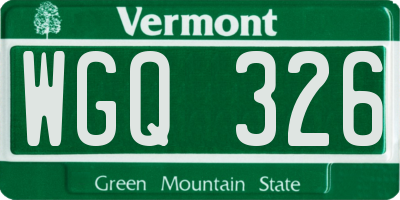 VT license plate WGQ326