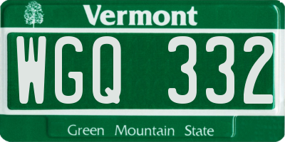 VT license plate WGQ332
