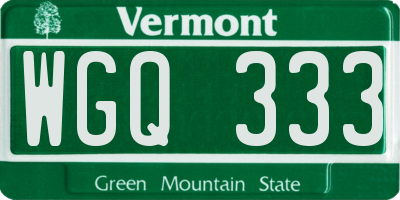 VT license plate WGQ333
