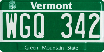 VT license plate WGQ342