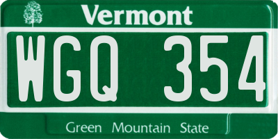 VT license plate WGQ354