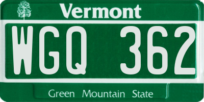 VT license plate WGQ362