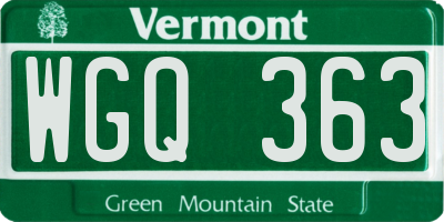 VT license plate WGQ363