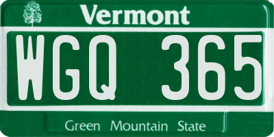 VT license plate WGQ365
